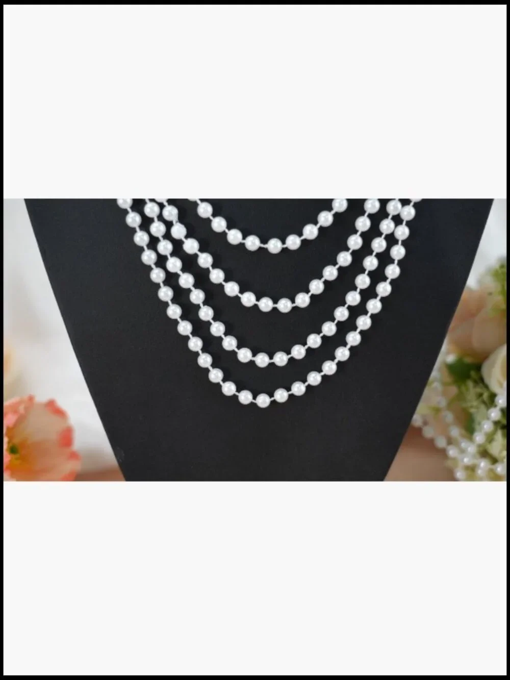 24 Faux Pearl Necklaces 6mm White Beaded Bulk 33 inch Strand Costume Jewelry